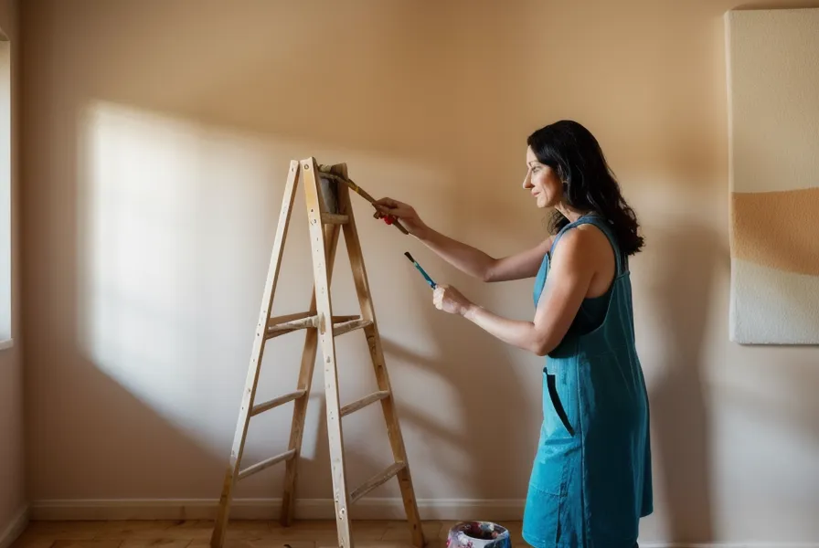Échantillons de peinture blanche et beige sur un mur en plâtre brut