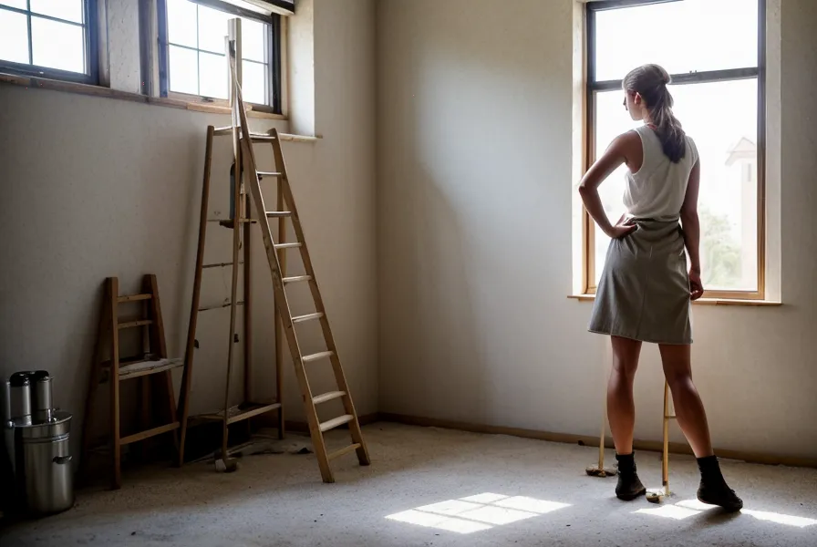 Nouveau radiateur à inertie blanche posé contre un mur propre en rénovation