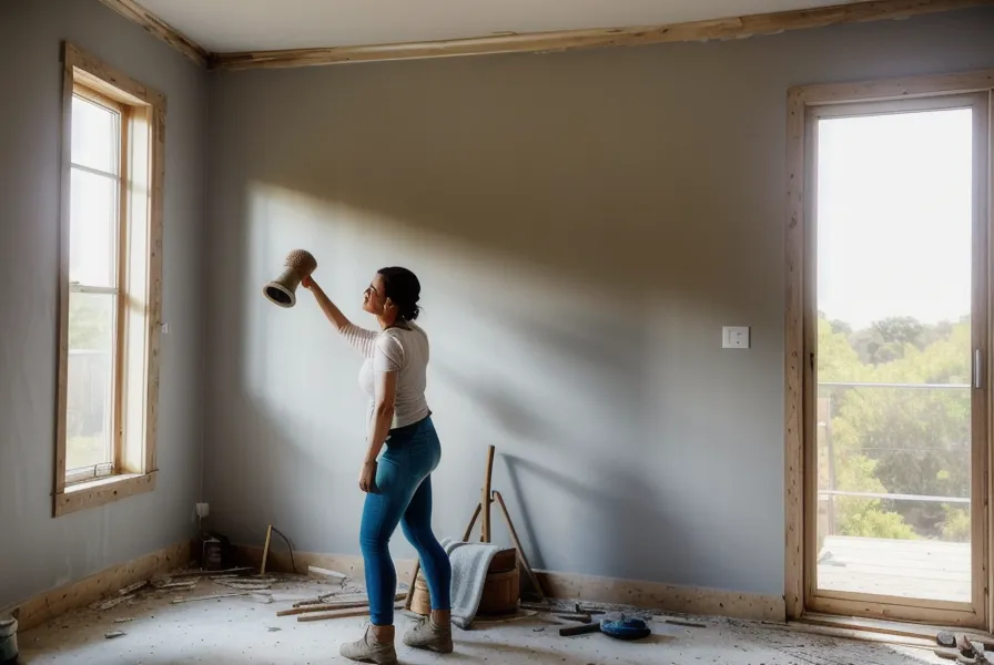 Mur en cours de peinture montrant l'absorption sans sous-couche