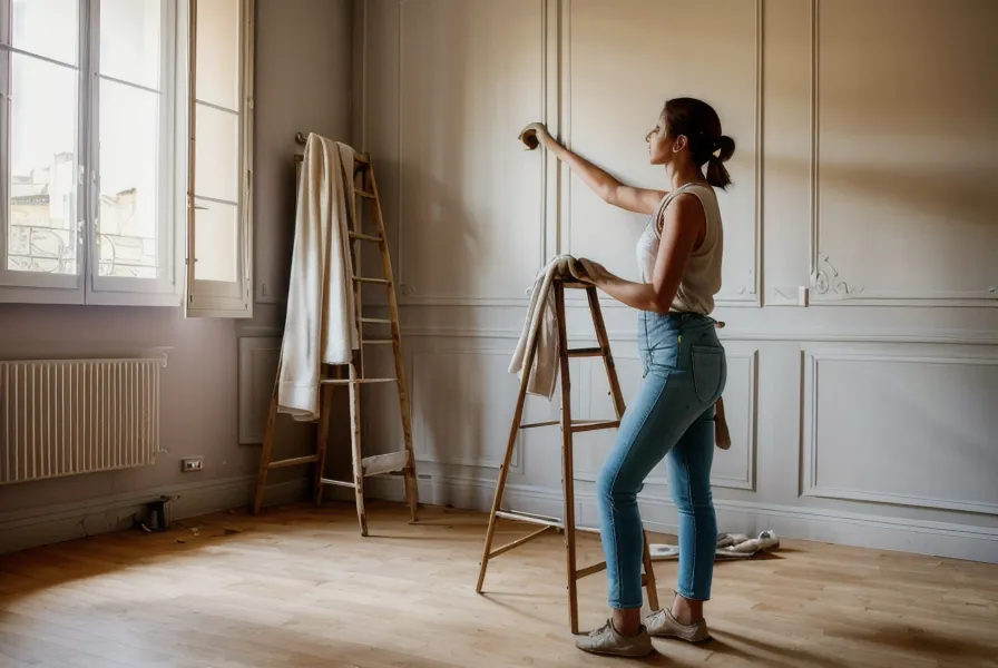 Chambre de colocation rénovée avec murs blancs et lumière naturelle, prête à être louée.