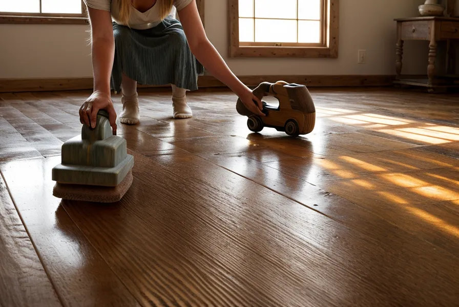 Ponçage d'un parquet ancien en chêne à Saint-Étienne, avant rénovation d'une colocation