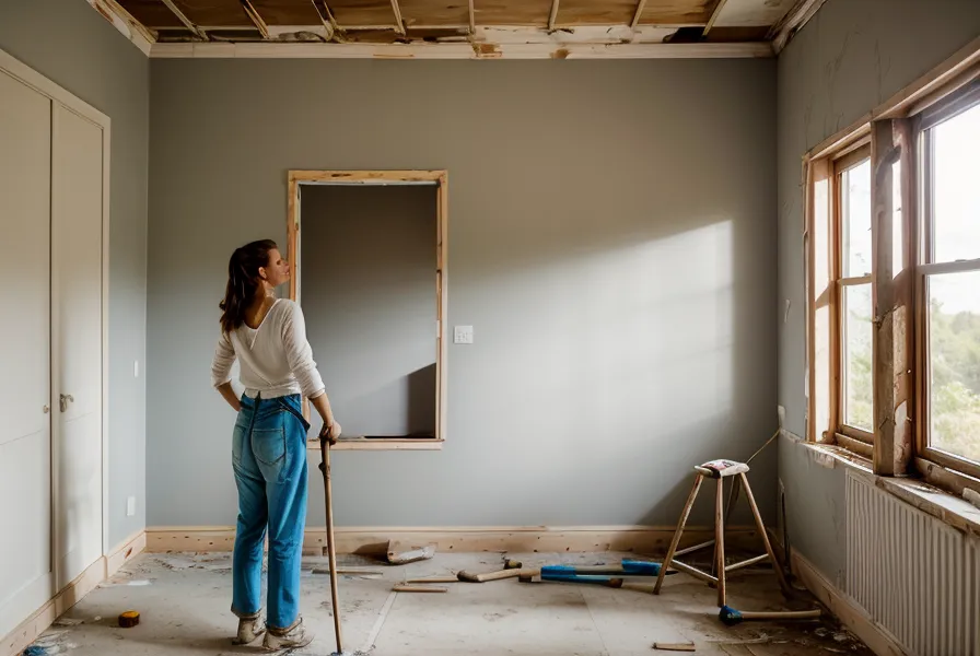 Mur mitoyen parfaitement lisse et isolé après la pose de l'enduit de lissage